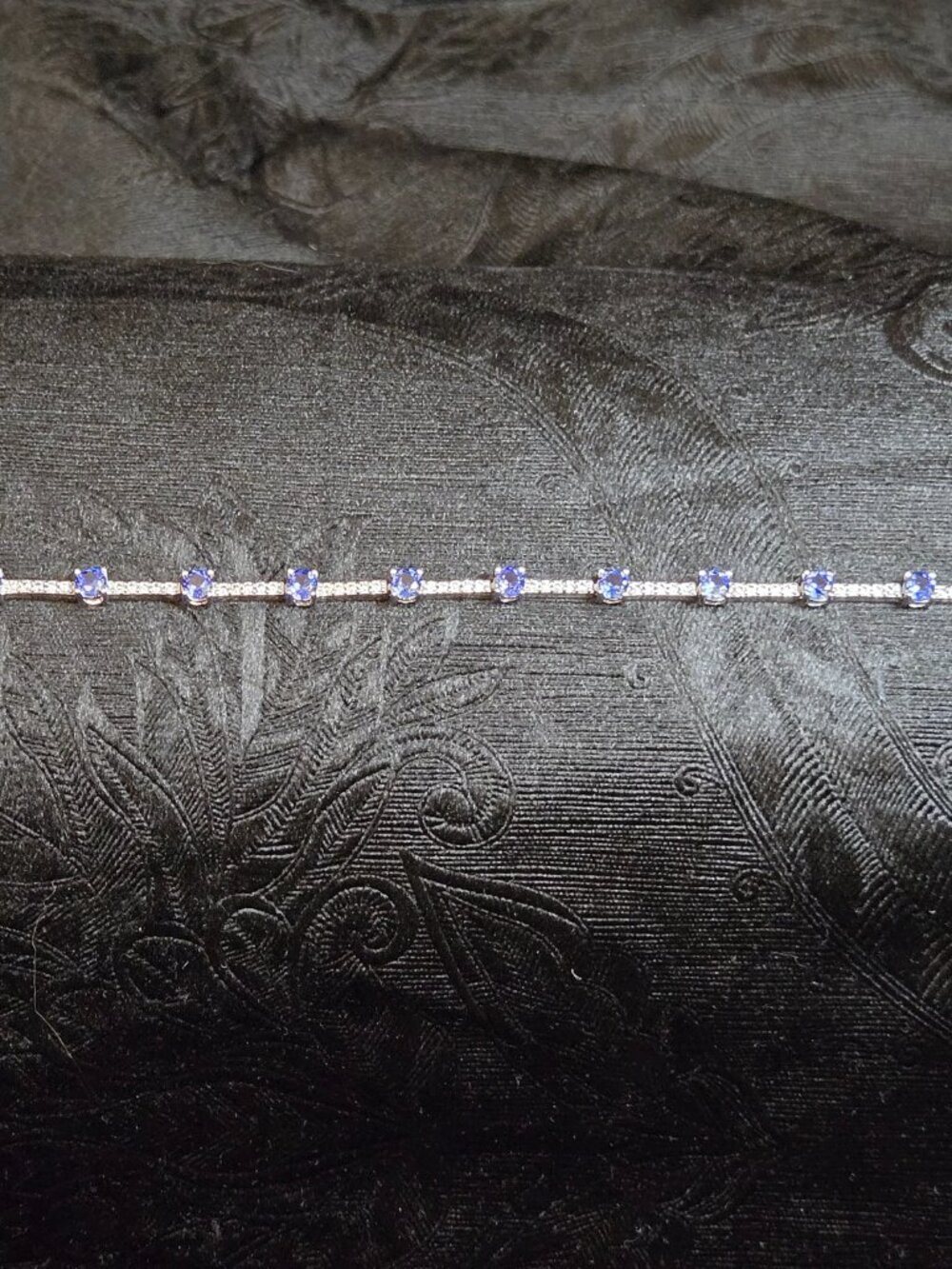 Vintage PAJ Sterling Silver 925 Blue Tanzanite CZ Tennis Bracelet 7.5"